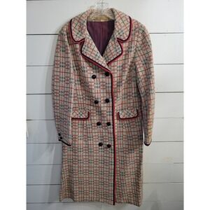 Vintage 1950s/60s Pierre Delaneau Martha West Wool Trench Coat Pockets Sz 16